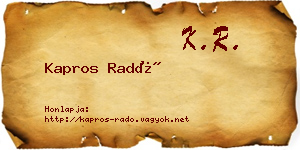 Kapros Radó névjegykártya